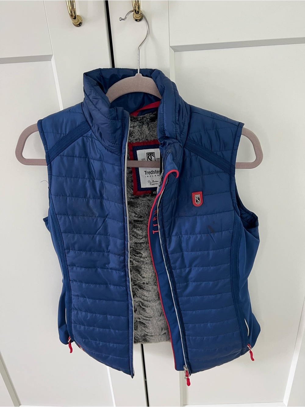 Tredstep Equestrian Women's Navy Quilted Vest with Faux-Fur Lining